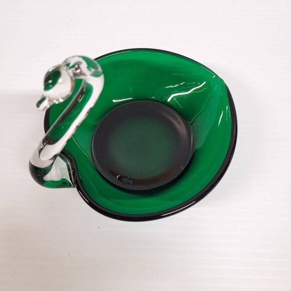 Vintage Green Swan Duncan Miller Viking Glass Candy Trinket Dish 6'' Holiday - Picture 5 of 7